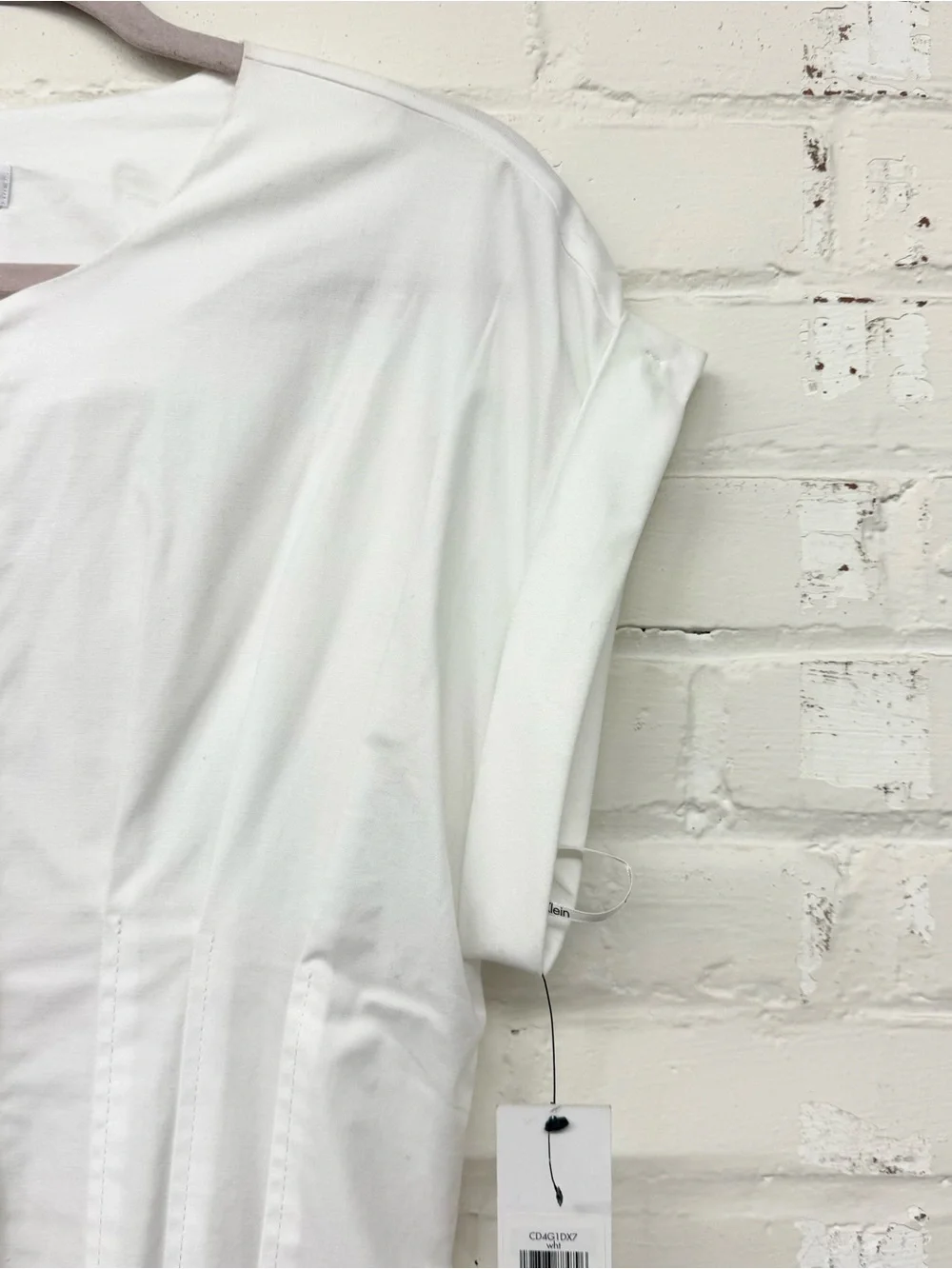 NWT Calvin Klein White Pintuck Fit and Flare Button Down Midi Dress Size 6